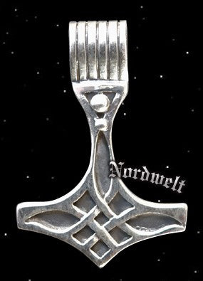 Großer Thorhammer mit Geflecht - 925er Silber