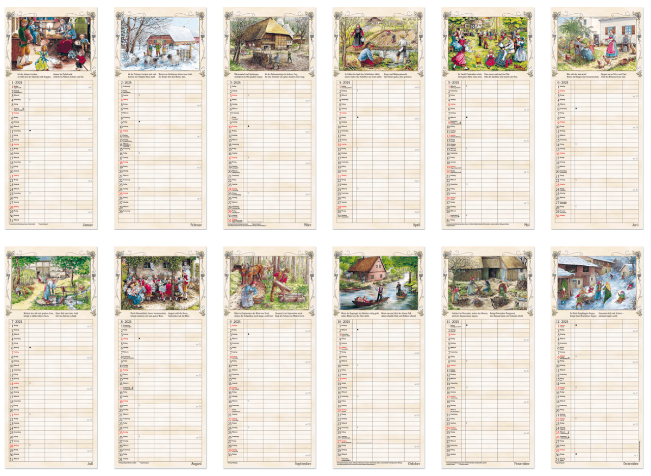 Bauenrkalender Sippenkalender. Kalender für die Familie