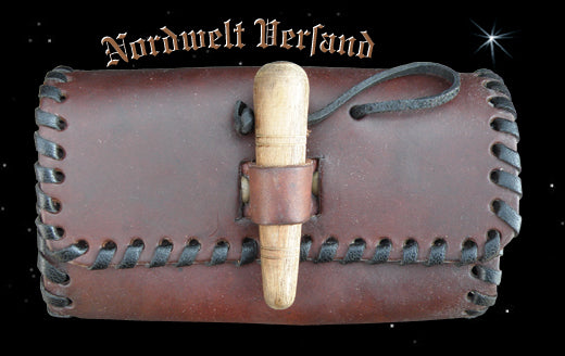 Mittelalter Ledertasche handgenäht, braun