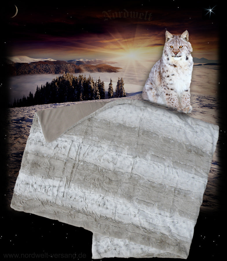 Webpelzdecke Luchs Felldecke Fellimitat Webpelz Luchsdecke Winter Luchsfelldecke Lux
