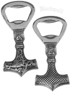 Flaschenöffner mit Thorhammer, Edelstahl Thors-Hammer Bierflaschen-Öffner, Mjölnir