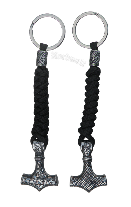 Thorhammer Schlüsselanhänger Thors-Hammer Schlüsselring mit  Paracordband