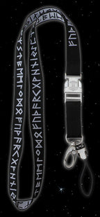 Runenband Schlüsselband mit Thorhammer und eingewebtem Futhark 