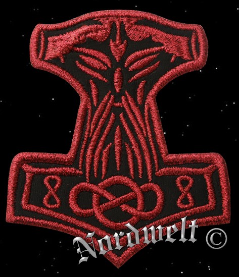 Thors- Hammer Aufnäher Mjölnir gestickt Thorhammer Pagan Biker Patches