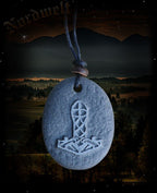 Thorhammer Mjölnir auf Lavastein Naturstein Schmuck Anhänger Thors-Hammer