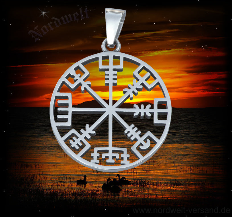 Wiokinger Wegweiser Vegvísir Edelstahl Anhänger sog. Kompass 