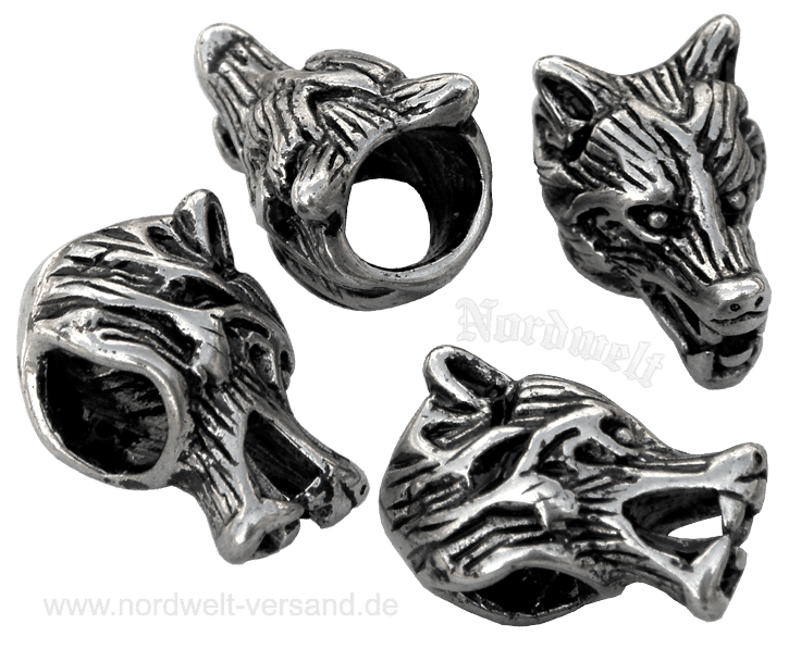 Fenriswolf Bartperle Wolf Edelstahl Barthülse Haarschmuck Bartschmuck