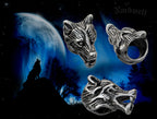 Edelstahl Barthülse mit Wolfskopf - Fenris Wolf