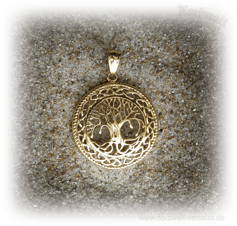 Lebensbaum vergoldet Edelstahl Schmuck Weltenbaum Yggdrasil Wikinger- Mythologie