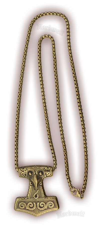 Thorhammer mit Halskette Edelstahl Wikinger Kette Rabenkopf Thors-Hammer Schmuck