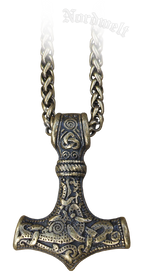 Bronzierter Thorhammer mit Venezianerkette aus Edelstahl, Thors-Hammer Mjölnir 