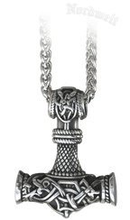 Wikinger Thorhammer, Thors-Hammer mit Kette Edelstahl Mammen- Stil
