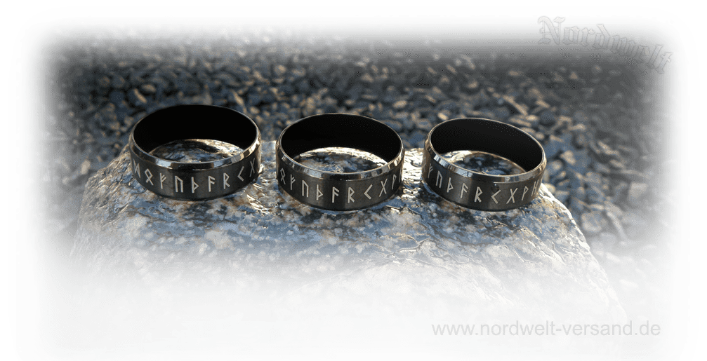 Ruenring 24er Futhark, Edelstahl schwarz 