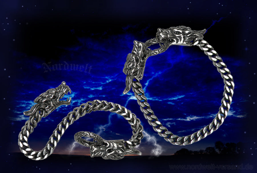 Drachenkopf Armkette Asatru Pagan Wikingerschmuck Biker- Schmuck