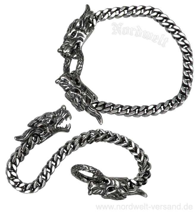 Armkette mit Drachenköpfen Asatru Pagan Wikingerschmuck