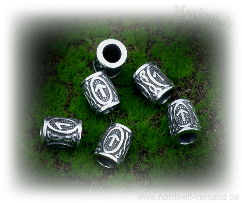 Bartperle Runen Barthülse mit Tyr-Rune / Tiwaz Pfeil-Rune Edelstahl Schmuck 