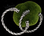 Wikinger Armreifen Armschmuck mit Wolfsköpfen Armband Edelstahl