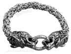 Wikinger Königskette Byzantiner-Kette, Armschmuck mit Wolfsköpfen - Edelstahl Schmuck 