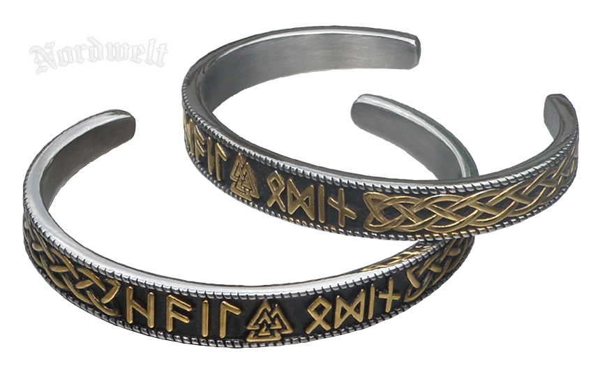 Runen- Armreifen Armschmuck mit Runenschrift Armband Edelstahl "Heil Odin"