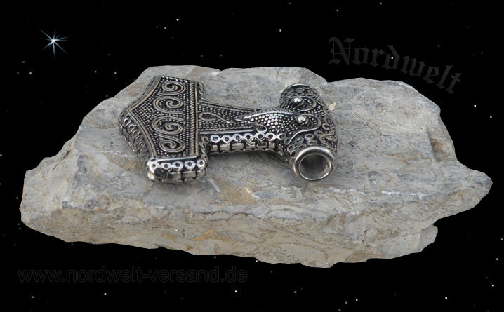 Thors Hammer Skane Thorhammer aus Edelstahl, Wikinger Schmuckanhänger 