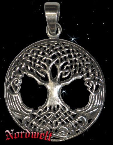 Yggdrasil Weltenesche Lebensbaum Anhänger  Silber 
