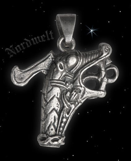 Drachenkopf vom Wikingerschiff - 925er Silber Wikingerschmuck Anhänger 