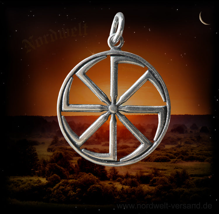 Kolovrat Sonnenrad Svarog Anhänger silber heidnischer Schmuck 