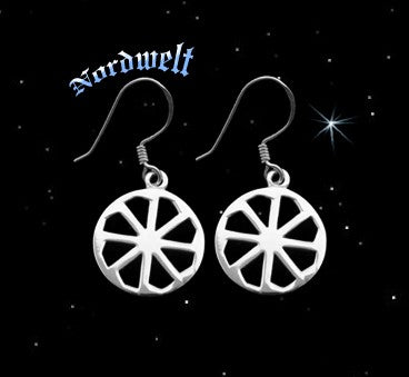 Ohranhänger Sonnenrad Kolovrat Svarog Sonnensymbol Ohrhaken 925er Silber