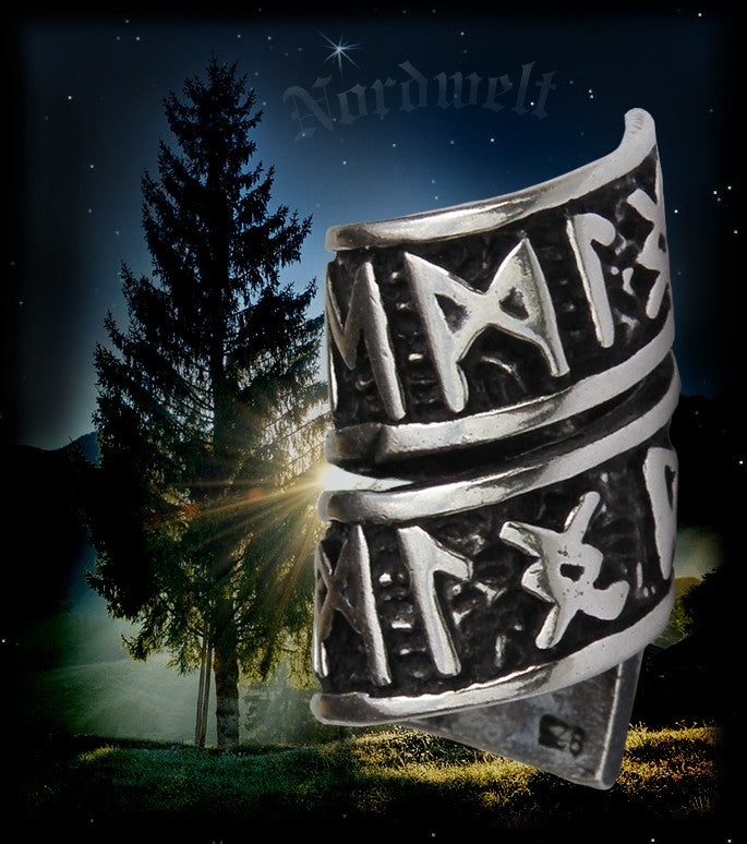 Barthülse Haarhülse mit Runen Schmuck 925er Silber Bartschmuck Bartperle