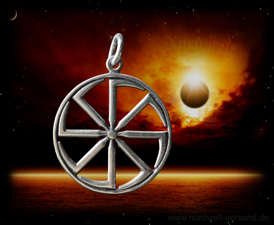 Kolovrat Sonnensymbol von Svarog  Sonnenrad slawisch Anhänger 925er silber