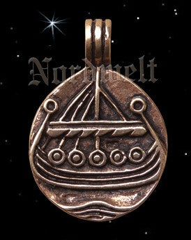 Anhänger Münze Drachenschiff Wikingerschiff Bronze Wikinger Schmuck Wikingermünze