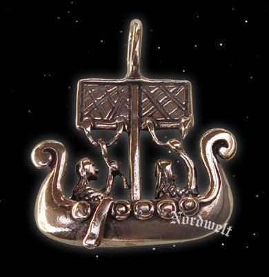 Wikingerschiff  Lillbjärs Anhänger Wikingerschmuck Bildstein Bronze Schmuck