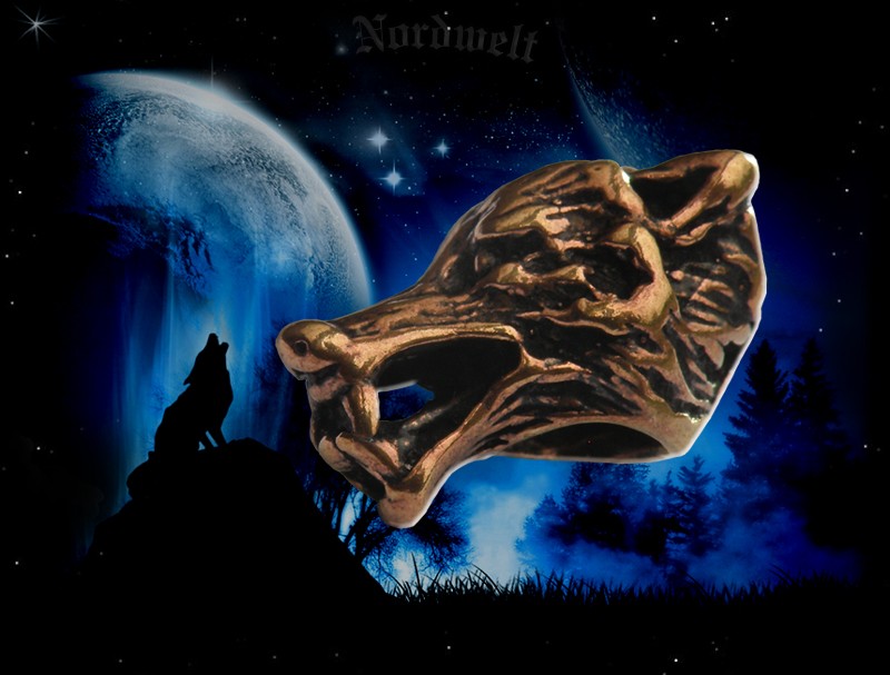 Bartschmuck Barthülse Haarschmuck Wolf Wolfskopf Schmuck Bartperle bronze 