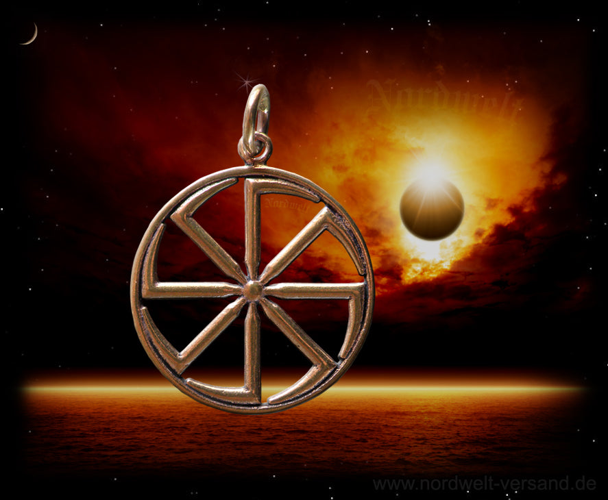 Kolovrat Sonnenrad Svarog Anhänger Bronze Schmuck