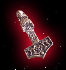  Thorhammer mit Wolfskopf Anhänger Bronze Thors Hammer  Mjölnir