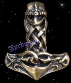 Thors Hammer Bronze Mjölnir Thorshammer Anhänger Helm Kopf