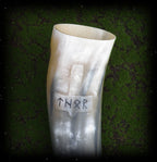 Methorn Schnitzerei Thorhammer Runen Thor Trinkhorn Thors Hammer