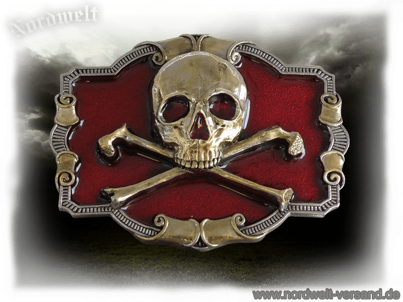Buckle Skull Biker Gürtelschnalle mit Totenkopf  Freund Hein Totenschädel Piraten- Symbol