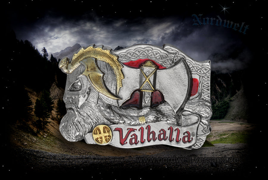 Gürtelschnalle Valhalla / Walhalla  teilvergoldet