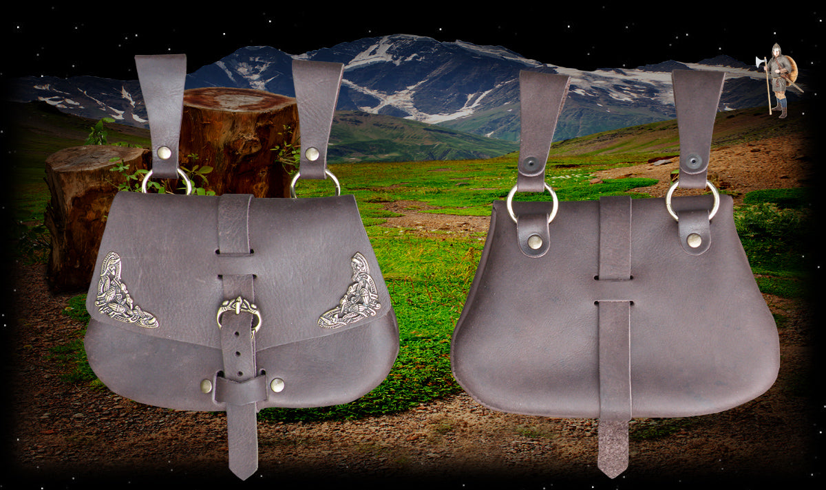 Wikinger Ledertasche Mittelalter historische Larp Tasche, Frühmittelalter, Gürteltasche mit Beschlag