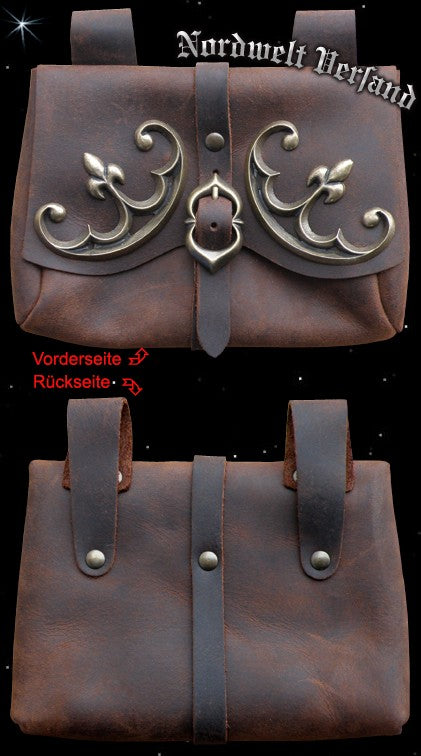 Ledertasche Mittelalter historische Lederware, Frühmittelalter, Gürteltasche mit Beschlag