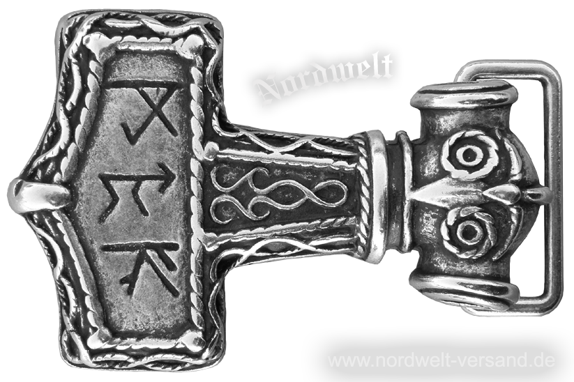 Gürtelschnalle Thorhammer  Mjölnir Thors Hammer Wikinger Gürtelschließe Buckle 