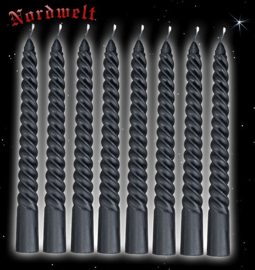 schwarze gothic Kerzen Spieralkerzen gotische Dochtkerzen Gotik 