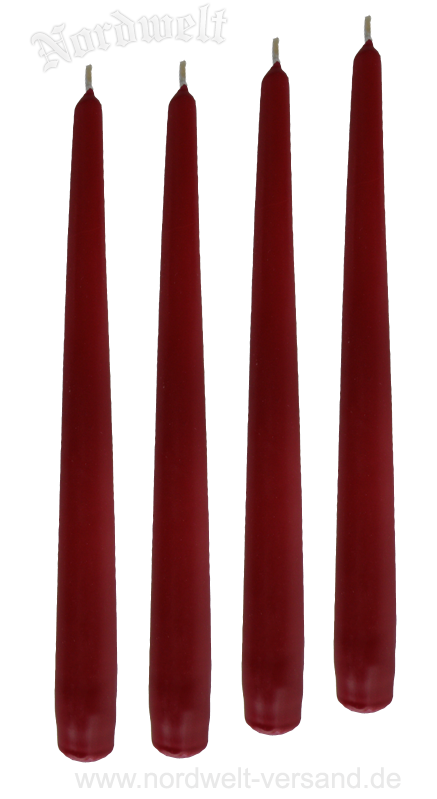 Spitzkerze für Brauchtumsfeier und Julleuchter, rote Dochtkerze / Stabkerze