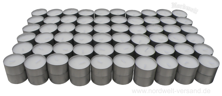 120 Teelichter aus Paraffin im Alu-Cup Teelichkerzen ca. 6 Stunden Brenndauer