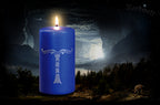 Irminsul Kerze königsblaue Dochtkerze Stumpen Yggdrasil