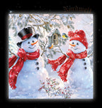 Servietten mit Schneemann und Schneefrau verliebt Nostalgie Winterlandschaft Weihnachtsservietten
