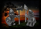 Wikinger Zinn Streitaxt Krieger Figur Statue mit Axt, Schild und Wikingerhelm