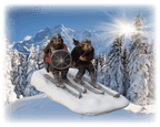Wikinger auf Skier Ski fahren Figur Statue aus Polyresin Nordmänner im Winter