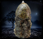 Totenkopf Räucherkegelhalter mit LED Lampe, Kunststein Polyresin, Skull